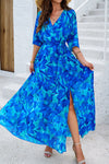 Explore More Collection - Printed Tied Half Sleeve Slit Dress