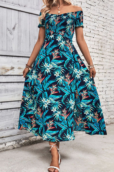 Floral Tie Belt Bishop Sleeve Slit Maxi Dress – Bright N Beautiful Boutique