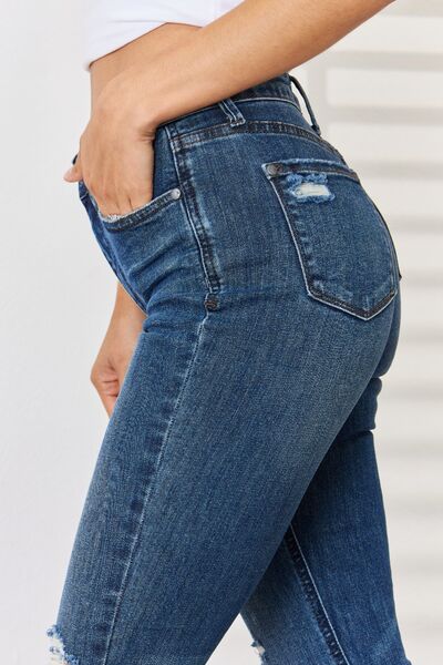 Explore More Collection - Judy Blue Full Size High Waist Distressed Slim Jeans