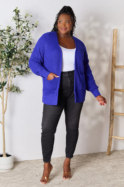 Explore More Collection - Zenana Full Size Waffle-Knit Open Front Cardigan