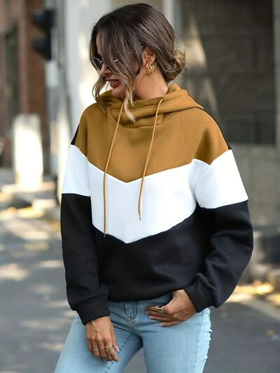 Explore More Collection - Contrast Drawstring Dropped Shoulder Hoodie