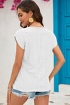 Explore More Collection - Eyelet Round Neck Short Sleeve T-Shirt