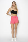 Explore More Collection - RISEN High Waist Frayed Hem Denim Shorts