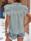 Explore More  Collection - Ruffled Notched Cap Sleeve Blouse