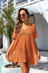 Explore More Collection - Openwork Slit Scoop Neck Cover Up