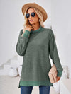 Explore More Collection - Contrast Mock Neck Long Sleeve T-Shirt