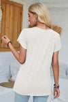 Explore More Collection - V-Neck Petal Sleeve T-Shirt