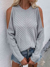 Explore More Collection - Cable-Knit Cold Shoulder Sweater