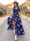 Explore More Collection - V-Neck Short Sleeve Maxi Dress
