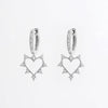 Explore More Collection - 925 Sterling Silver Inlaid Zircon Heart Dangle Earrings