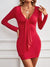 Explore More Collection - Plunge Long Sleeve Mini Dress