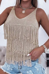 Explore More Collection - Fringe V-Neck Knit Tank