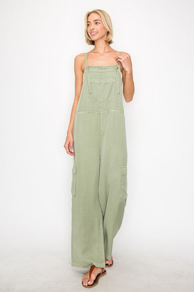 Explore More Collection - RISEN Wide Leg Tencel Overalls