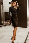 Explore More  Collection - Rhinestone Mock Neck Long Sleeve Dress