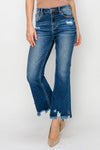 Explore More Collection - RISEN High Waist Raw Hem Flare Jeans