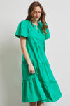 Explore More Collection - HEYSON Full Size Cotton Poplin Ruffled Tiered Midi Dress