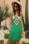 Explore More Collection - Geometric V-Neck Spaghetti Strap Cover Up Dress