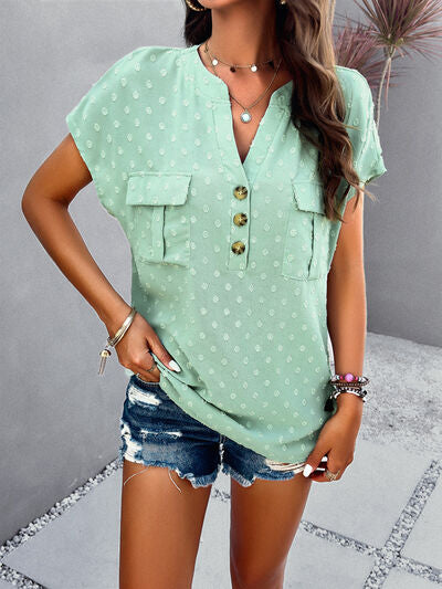 Explore More Collection - Swiss Dot Short Sleeve Blouse