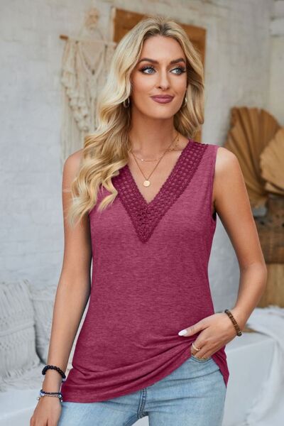 Explore More Collection - Lace Detail V-Neck Tank