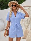 Explore More Collection - Short Sleeve Tie Waist Romper