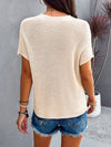 Explore More Collection - Round Neck Rib Trim Short Sleeve Knit Top