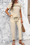 Explore More  Collection - Round Neck Short Sleeve Top and Pants Set