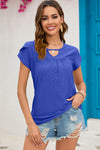 Explore More Collection - Eyelet Round Neck Short Sleeve T-Shirt