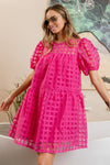 Explore More Collection - BiBi Gridded Organza Short Sleeve Dress