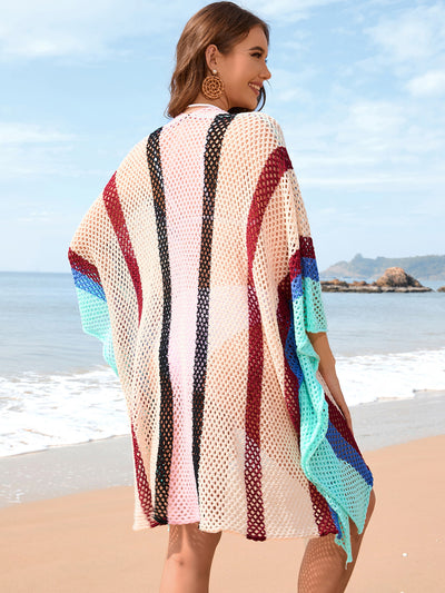 Explore More Collection - Openwork Color Block Plunge Cover-Up