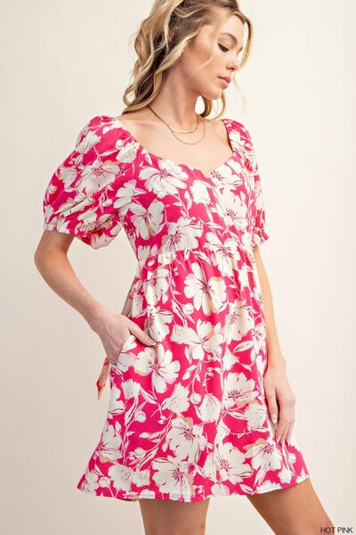 Explore More Collection - Kori America Floral Short Sleeve Mini Dress