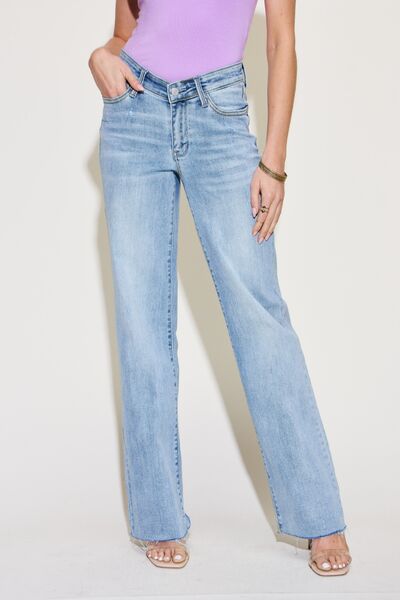 Explore More Collection - Judy Blue Full Size V Front Waistband Straight Jeans