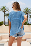 Explore More Collection - Double Take Openwork Round Neck Short Sleeve Knit Cover Up