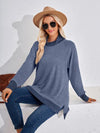 Explore More Collection - Contrast Mock Neck Long Sleeve T-Shirt