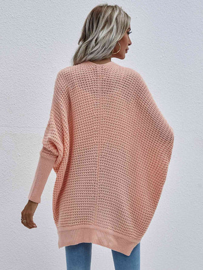 Explore More Collection - Waffle Knit Open Front Cardigan