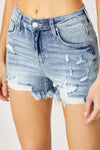 Explore More Collection - RISEN High Waist Distressed Denim Shorts