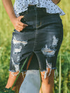 Explore More Collection - Full Size Distressed Slit Denim Skirt