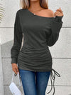 Explore More Collection - Ruched Single Shoulder Long Sleeve T-Shirt