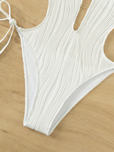 Explore More  Collection - Textured Cutout Tied One-Piece Swimwear