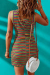 Explore More Collection - Cutout Striped Round Neck Sleeveless Dress