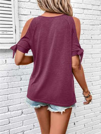 Explore More Collection - Keyhole Cold Shoulder T-Shirt