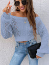 Explore More Collection - Openwork Off-Shoulder Long Sleeve Sweater