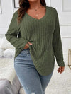 Explore More Collection - Plus Size V-Neck Long Sleeve T-Shirt