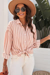 Explore More Collection - Striped Button-Up Dropped Shoulder Shirt