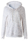 Explore More Collection - Plus Size Leopard Drawstring Long Sleeve Hoodie