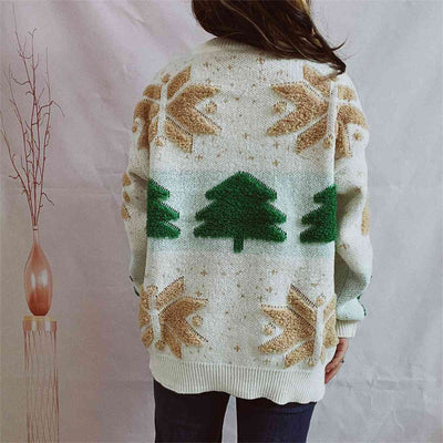 Explore More Collection - Snowflake Round Neck Long Sleeve Sweater