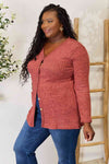 Explore More Collection - Double Take Ribbed Button-Up Cardigan with Pockets