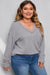 Explore More Collection - Plus Size Waffle-Knit V-Neck Dropped Shoulder T-Shirt