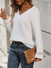 Explore More Collection - Lace Detail V-Neck Long Sleeve Blouse