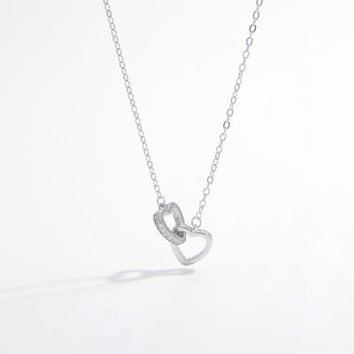 Explore More Collection - 925 Sterling Silver Inlaid Zircon Heart Necklace