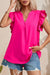 Explore More Collection - Ruffled Notched Cap Sleeve Blouse